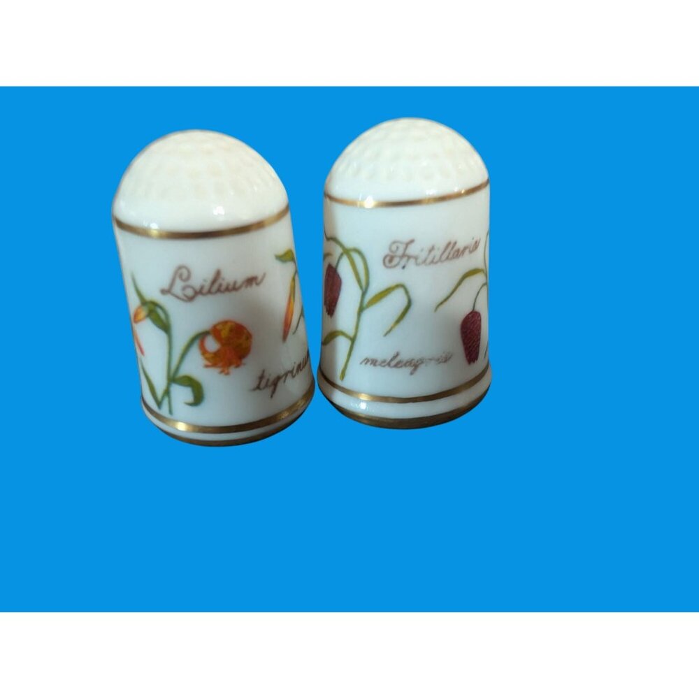 Vintage 1978 Set of 12 Flower Thimbles Franklin Porselein Bloemen Van Nederland - Picture 4 of 9